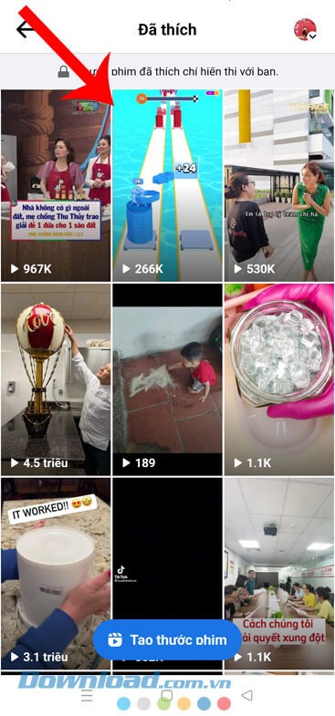 Những video Facebook Reels đã thích hiển thị lên màn hình