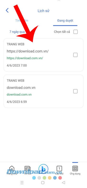 Xem lại lịch sử web đang duyệt