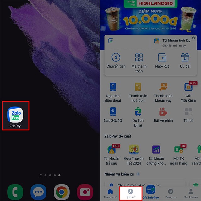 Hướng dẫn xem lịch sử giao dịch ví ZaloPay