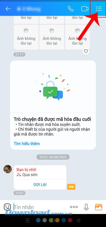 Chạm vào biểu tượng ba dấu gạch ngang