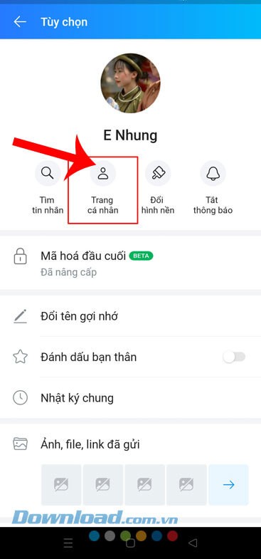 Nhấn vào mục Trang cá nhân