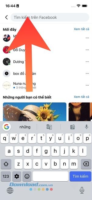 Tìm kiếm tài khoản Facebook của người bạn bất kỳ