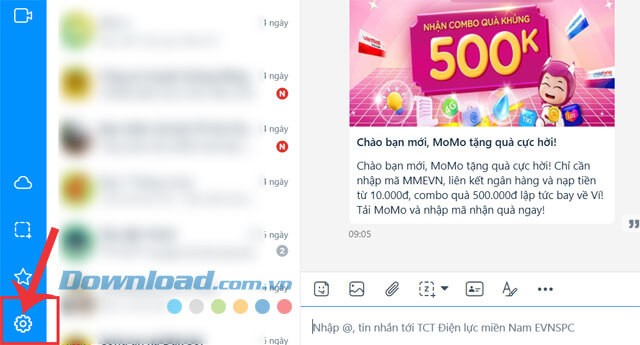 Click chuột vào biểu tượng cài đặt