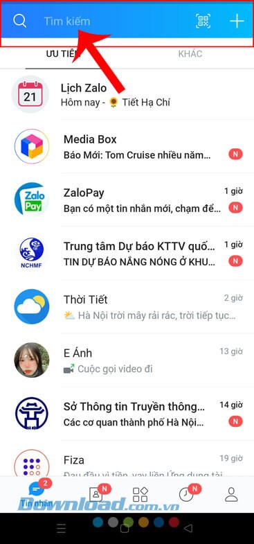 Ấn vào ô tìm kiếm