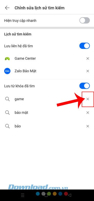 Nhấn vào biểu tượng dấu
