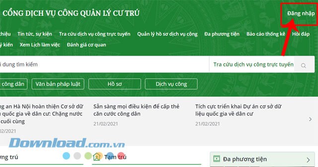 Click chuột vào nút Đăng nhập