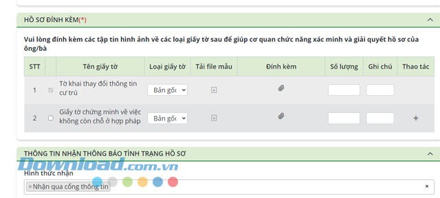 Tải loại giấy tờ cần thiết