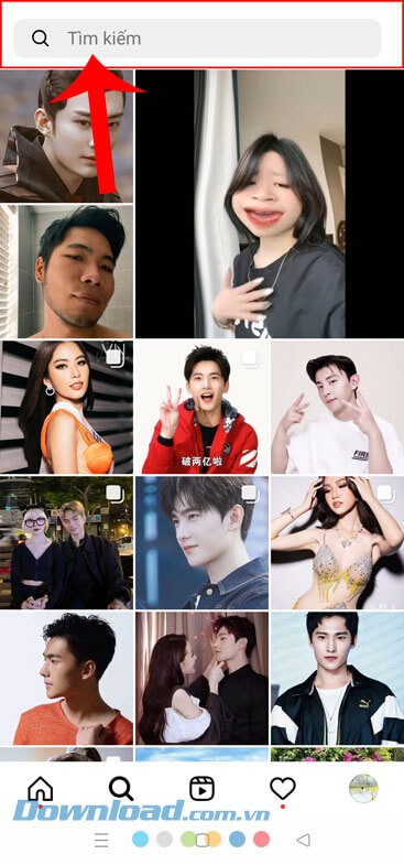 Nhấn vào thanh tìm kiếm