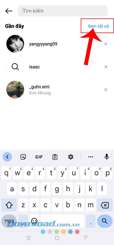 Chạm vào mục Xem tất cả