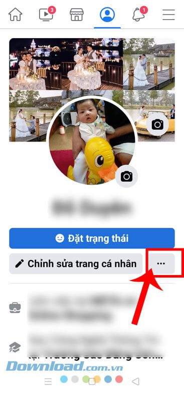 Nhấn vào biểu tượng dấu ba chấm