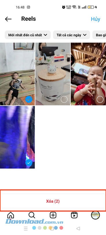 Chọn video Instagram Reels muốn xóa