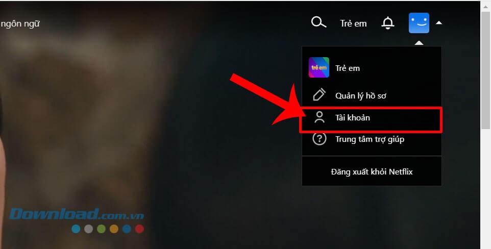Nhấn vào mục Tài khoản