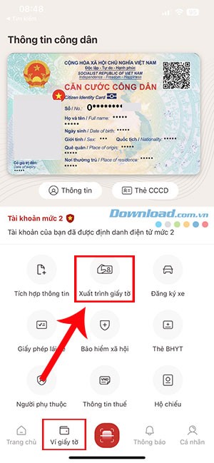 Hướng dẫn xuất trình giấy tờ đã tích hợp trên VNeID