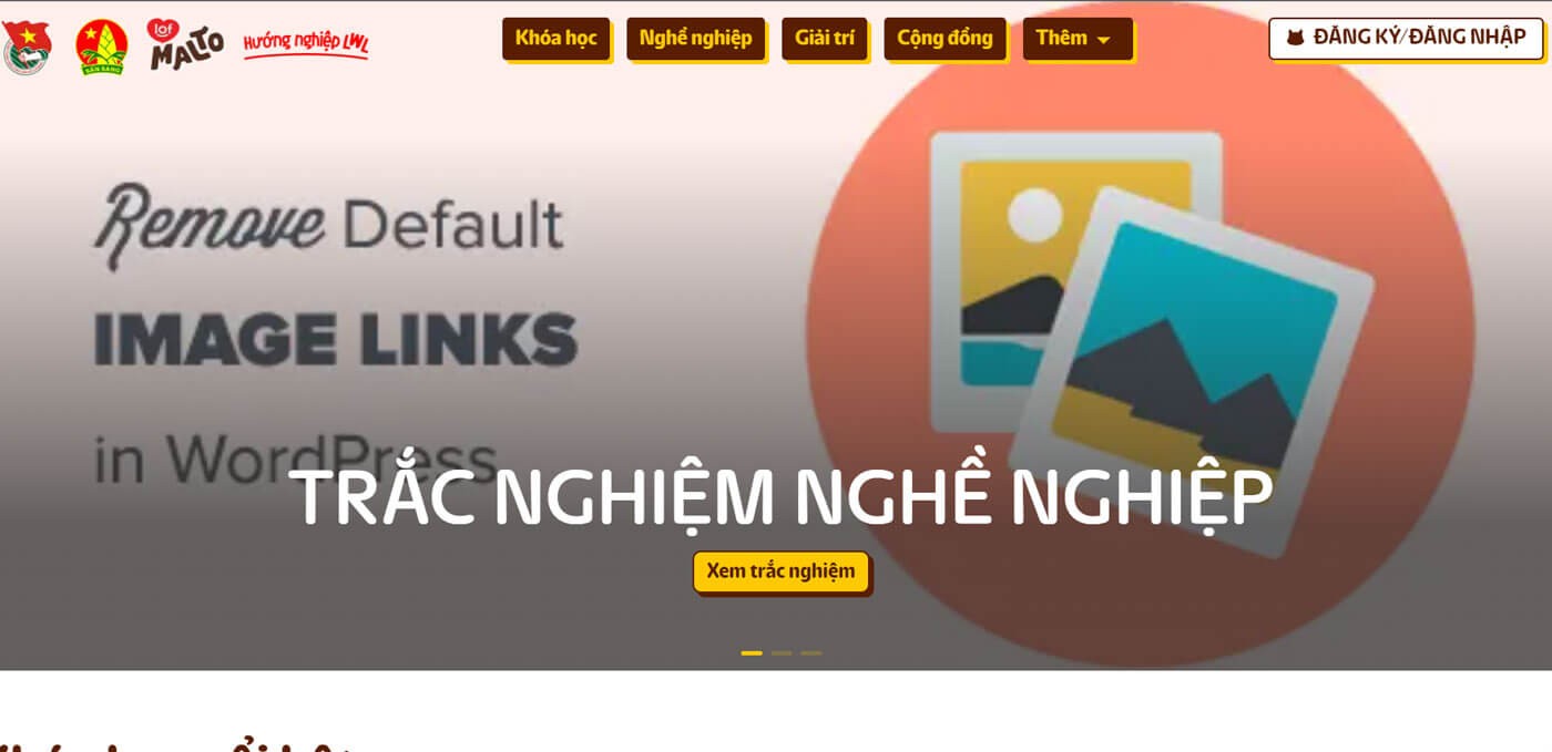 Giao diện trang chủ của hệ thống Hướng Nghiệp LwL