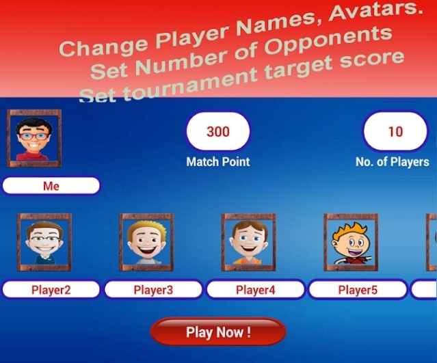 Tùy chỉnh tên, avatar, thiết lập số lượng người chơi và điểm mục tiêu cho giải đấu