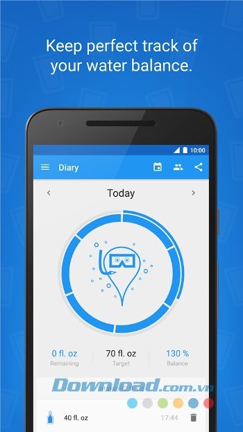 Theo dõi lượng nước cần uống với Hydro Coach
