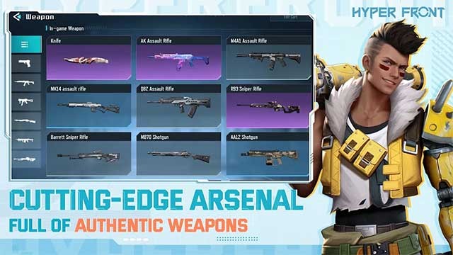 Hyper Front cung cấp cho bạn kho vũ khí quy mô và hoành tráng