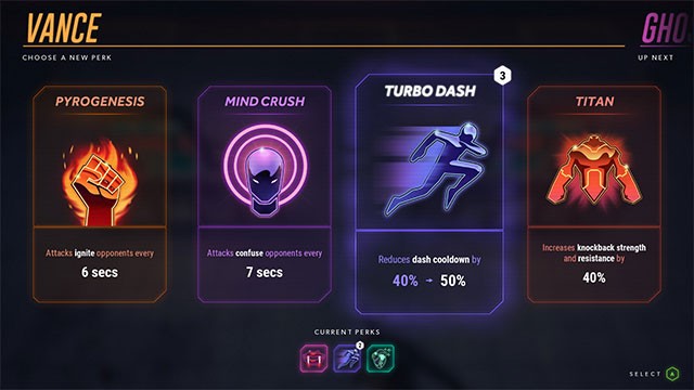 Trang bị cho nhân vật perk mới ở mỗi vòng đấu