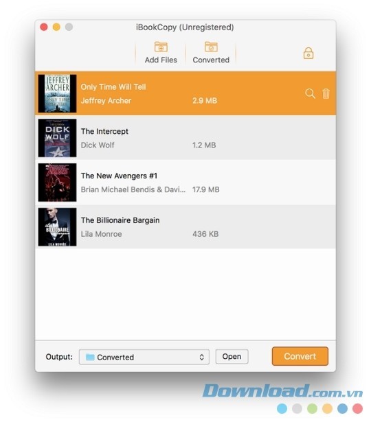 Chỉ cần thêm file sách và nhấn nút Convert để chuyển đổi và phá mã DRM cho iBook