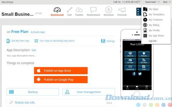 Tùy chọn xuất bản ứng dụng