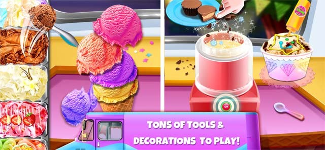 Ice Cream Master có sẵn rất nhiều công cụ nấu nướng và đồ trang trí