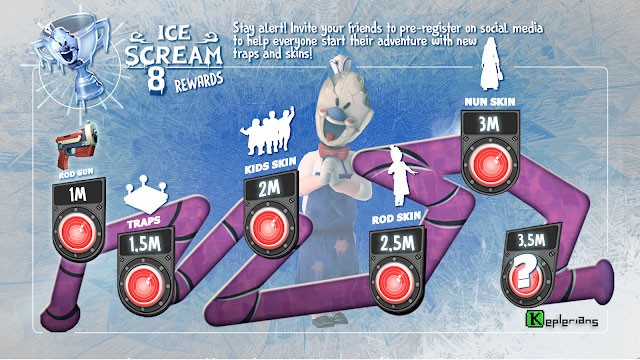 Ice Scream 8: Final Chapter đang mở đăng ký trước. Ấn đăng ký để nhận quà khi game ra mắt