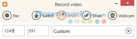 Chọn vùng để quay video