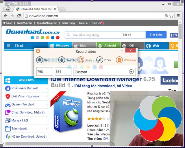 Tính năng quay video với webcam