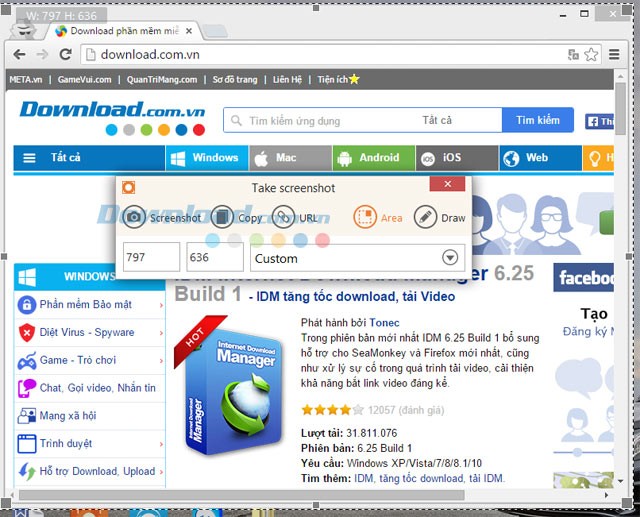 Các tùy chọn khi chụp ảnh màn hình với Icecream Screen Recorder