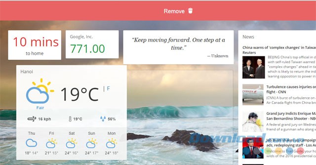 Kéo thả để thay đổi vị trí widget