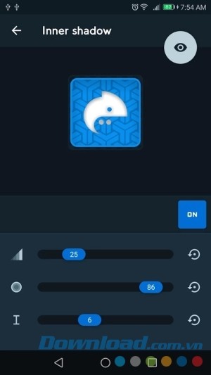 Icon Pack Studio cho Android chỉnh độ đổ bóng icon