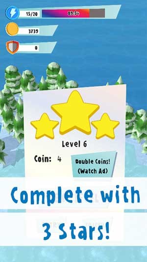 Hoàn thành màn chơi với tối đa 3 ngôi sao