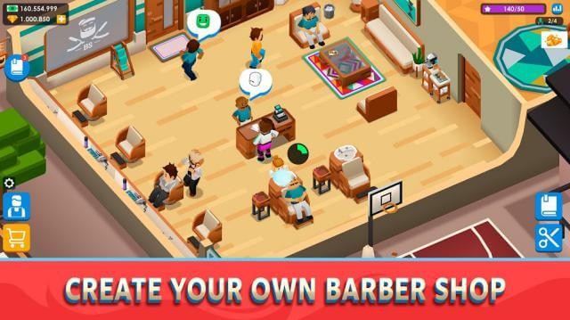 Quản lý tiệm làm tóc của bạn trong game Idle Barber Shop Tycoon