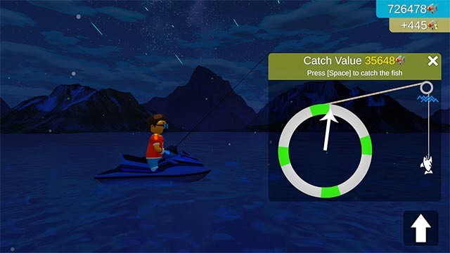 Mua cần câu, thuyền và nâng cấp để tăng năng suất đánh bắt cá trong game Idle Fishing