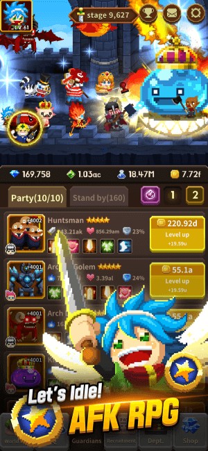 Idle Guardians Never Die cho bạn tham gia vào các trận chiến RPG rảnh tay