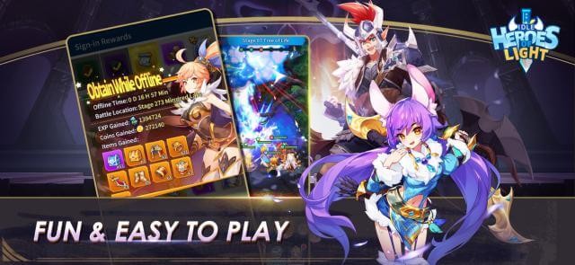Idle Heroes of Light có lối chơi đơn giản nhưng thú vị