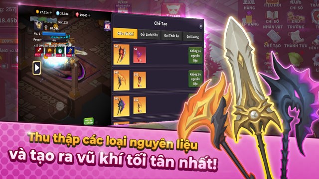 Thu thập nguyên liệu, tạo vũ khí