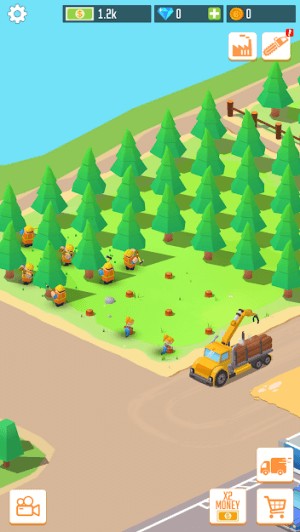 Phát triển khu rừng của bạn để khai thác gỗ bền vững trong game Idle Lumber Factory Tycoon