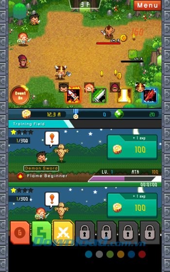 Giao diện chính của game Idle Warriors