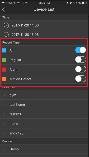 Bật để chọn loại bản ghi