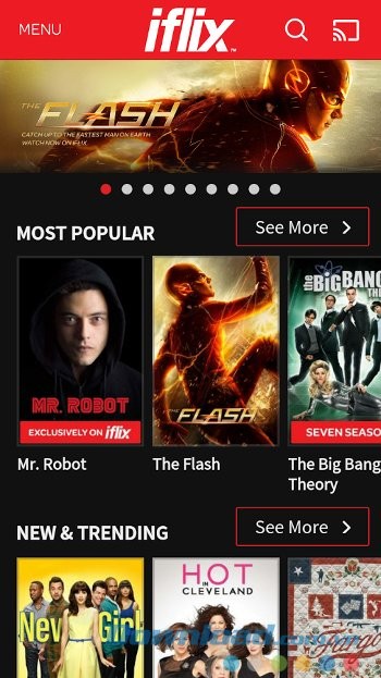 Giao diện ứng dụng iflix