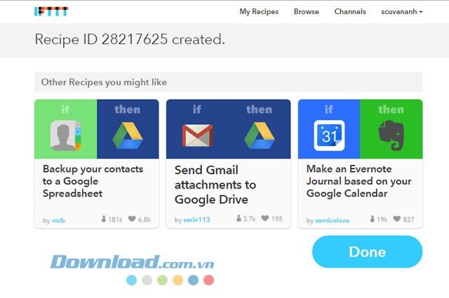 Công thức mới được thêm vào My Recipes trên IFTTT