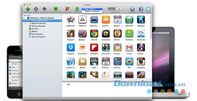 Giao diện chính của ứng dụng iFunBox cho Mac