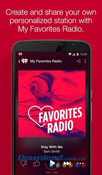 Giao diện nghe nhạc của iHeartRadio