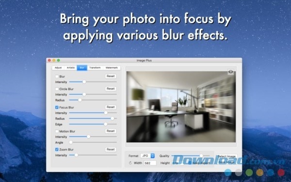 Đa dạng hiệu ứng làm mờ ảnh chỉ có trên Image Plus cho Mac