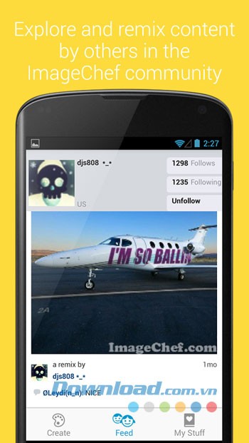 Giao diện chỉnh sửa ảnh của ứng dụng ImageChef