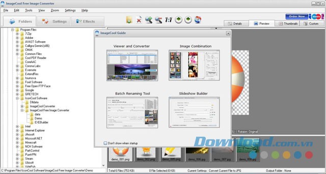 Lựa chọn tính năng mong muốn khi sử dụng phần mềm ImageCool Converter cho máy tính