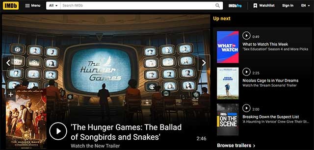 IMDb là cơ sở dữ liệu trực tuyến chứa thông tin liên quan đến phim ảnh