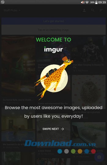 Giao diện sử dụng ứng dụng Imgur trên Android