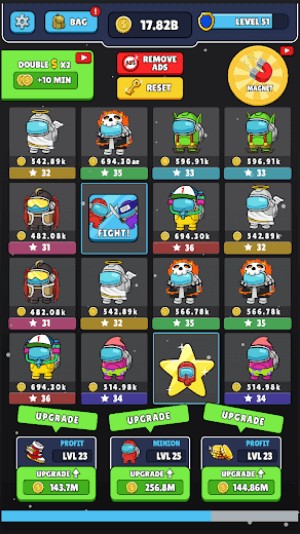 Nâng cấp các nhân vật